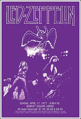 $12.99 • Buy LED ZEPPELIN 1977 Indianapolis Concert Poster Market Square