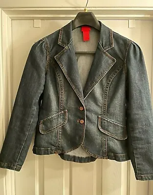 $19.50 • Buy V CRISTINA Denim Blazer Jacket Embellished Size Med