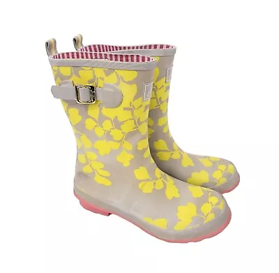 Joules Rain Boots Womens Size 9 Molly Welly Floral Logo Rubber Mid Height UK 7  • $47.70