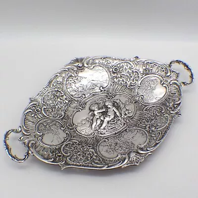 Cherub Ornate Serving Tray German 800 Silver • $399.50