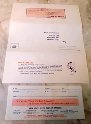 NY Mets Ticket Order Form & Ticket Envelope C. 1969-70 World Champs Shea Stadium • $29.99