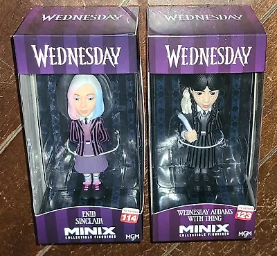 2 X MINIX Collectible Figurines: #123 WEDNESDAY W/THING & #114 ENID SINCLAIR • $49.99