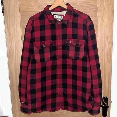 Denim & Co Flannel Coat Sherpa Fleece Lined Plaid Lumberjack Jacket Red Black L • £0.99