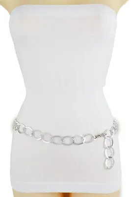 Sexy Women Fashion Belt Silver Metal Chain Link Hip High Waist Plus Size XL XXL • $18.95