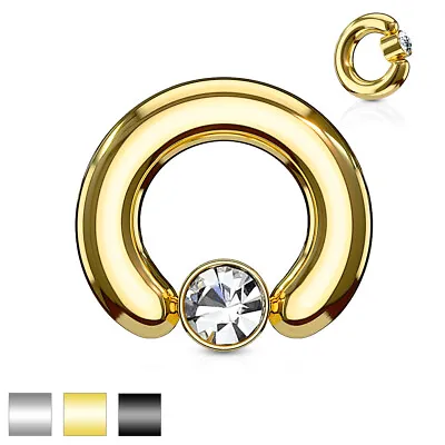 HEAVY Captive Bead Ring CBR LARGE Ear BCR Prince Albert 2mm-6mm Cz Gem Taper • £5.44