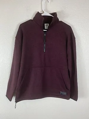 Victoria's Secret Pink Women's Size Small Maroon Half Zip Pullover Sweater • $18.99