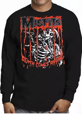 Misfits N Heavy Metal Rock Black Long Sleeve T Shirt • $14.99