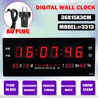 Digital Home Large Big Jumbo LED Desk Wall Clock With Date Calendar Temperature • $29.95