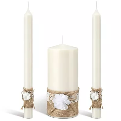 3 Unity Candles For Wedding Ceremony Set Rustic Wedding Accessories And Decor • £16.89