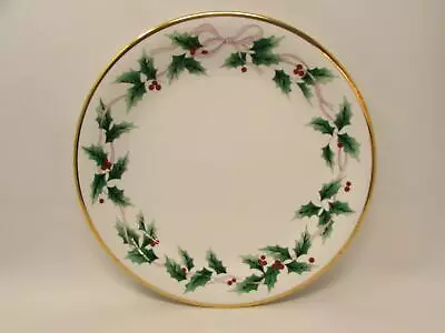 NEW Ribbon Holly By Mikasa Salad Plate Holly & Berry Design Gold Trim Bone • $25.19