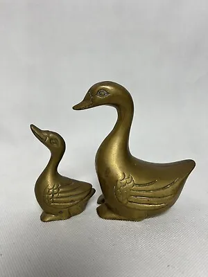 Vintage Pair Of Brass Duck Figurines 5”&3” • $9.60