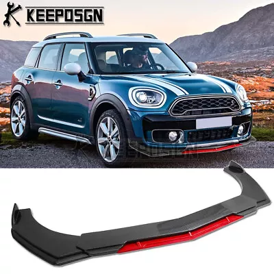 For MINI COOPER Hatch Countryman Front Bumper Lip Splitter Spoiler Carbon & Red • $89.32