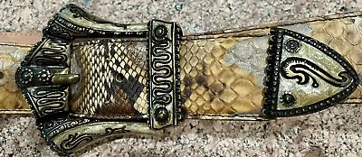 New Vie Privee St. Martin Genuine Python Belt Decorative Metal Buckle 46/115 • $350