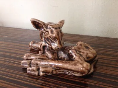 Vintage Ceramic Figure Animal Brown Speckled Gloss • £3.50