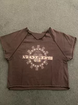 Vtg 90s GOLD'S GYM Wear Workout Belly Crop Half Shirt Men's Sz XL~6C • $19.99