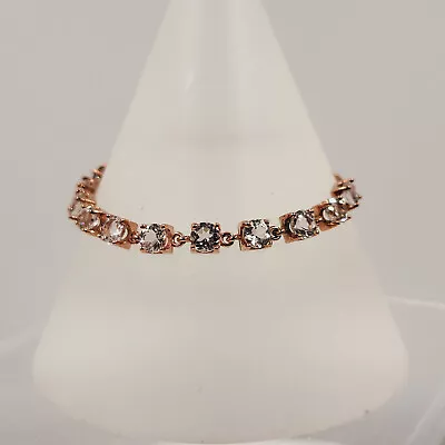 Natural Morganite Bracelet Rose Gold Plated Sterling Silver Toggle Bracelet • $87.06