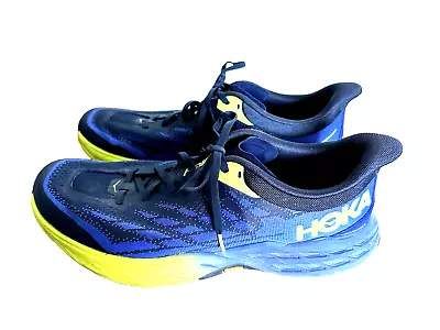 Hoka Speedgoat 5 Mens Size 14 Trail Running Shoes Blue Yellow Vibram • $76.99