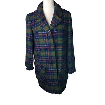 Vtg 70s Pendleton Plaid Wool Coat Jacket Womens Pure Virgon Wool • $112.79