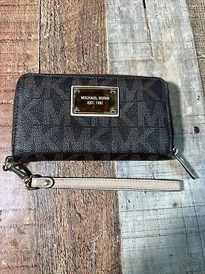 MICHAEL KORS Wallet Brown  MK Signature Logo Zip Around Wristlet • $25