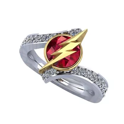 The Flash Superhero Ring Comics Lightning Rings Logo Jewelry NEW Cosplay TV Ring • £7.18