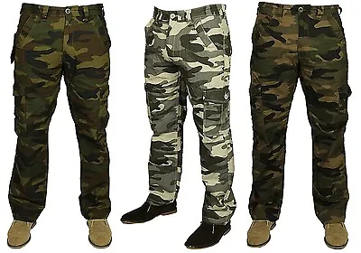 Men's Cargo Combat Trousers Forge Regular Fit Camo Pants Casual Work Waist 50-70 • £19.99