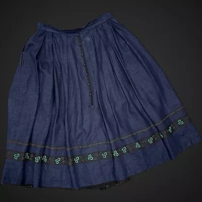 Perry Landhaus Full Length Circle Skirt Blue German Beautiful • $49