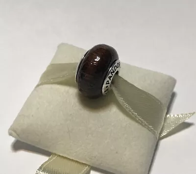 Pandora ACAPU Wood Grain Charm Brown Silver 925 ALE 790701 + Box Authentic • £46.32