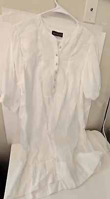 Rosemunde White Cotton Dress SZ M Designer Minimalist Praire Bohemian Mini • $58.99