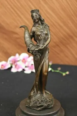 $299 • Buy Signed Bronze Lady Money Greek Goddess Of Figurine Sculpture Figure Artwork Sale