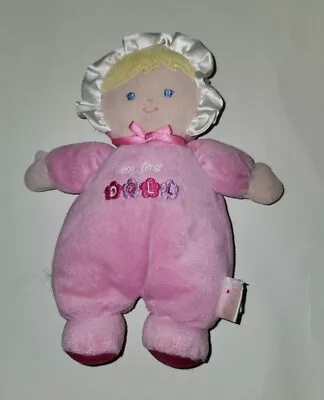 My First Doll Plush Soft Rattle Doll Prestige Baby Pink White Satin Trim 10  • $9.99