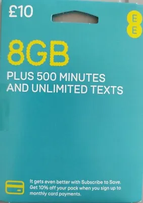 EE Sim Card Official Pay As You Go Nano/Standard/Micro 8GB £10 25GB £15 • £0.99