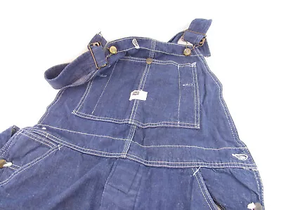 Vintage Sears Roebuck Union Made Blue Denim Bib Overalls Coveralls 38X30 • $19