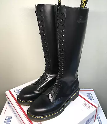 90's Vintage Dr. Martens 20-eye Wmns 9.5 Boots ENGLAND Mie 1420 Shoes Tall 1914 • $219.99