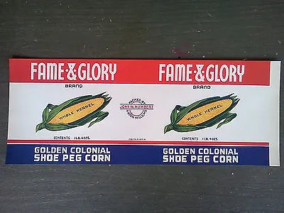 10 Vintage Corn Can LABEL GOLDEN COLONIAL FAME & GLORY BRAND UNION MILLMD Mint • $3.69