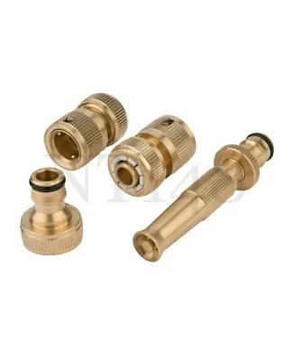 Brass Hose Fitting Set Garden Watering Quick Connector  Jet Hosepipe 3/4  Tap  • £12.95