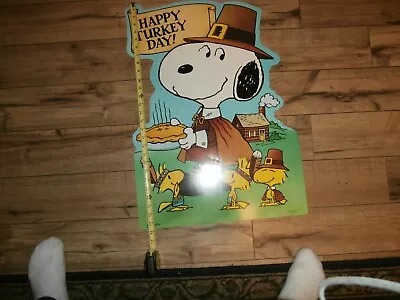 Vintage Peanuts Snoopy Poster  Happy Turkey Day Thanksgiving Large Turkey • $49.99