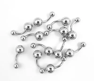 316L Surgical Steel Piercing Body Jewellery 10 Pack **Navel / Belly Bar** • £5.49