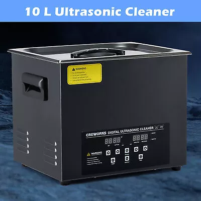 CREWORKS 10L Black Titanium Steel Ultrasonic Cleaner Machine With 600W Heater • $149.99