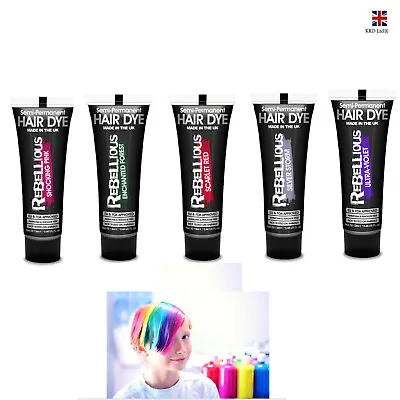 Semi-Permanent Hair Dye Colour Party Club Fancy Hair Paint Tint Streaks 13ml UK • £2.01