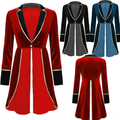 UK Iiniim Women's Steampunk Velvet Jacket Swallow-Tailcoat Costume Tuxedo Coats • £27.99