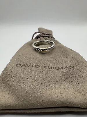 David Yurman Petite X Ring  Sterling Silver With 18k Yellow Gold 4mm Size 6 • $200