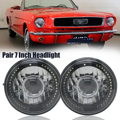 Pair For Ford Mustang 1964-1973 7  Inch Round LED Headlight White Halo DRL Lamp • $19.79