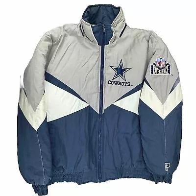 Vintage Pro Player DALLAS COWBOYS Jacket Men XL NFL Football Hooded Team Puffer • $79.99