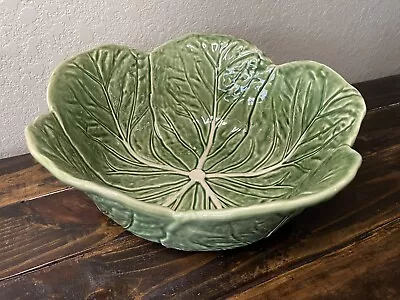 Bordallo Pinheiro Green Cabbage Leaf Tall/Large Salad Serving Bowl 115oz • $89.99