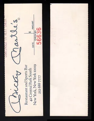 Mickey Mantle's Restaurant & Sports Bar Check Stub • $50