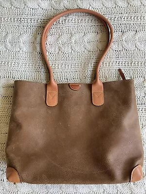 Brica Brown Pebble Faux Leather Tote Handbag Italian Design Modern Minimlist • $29