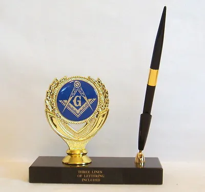 Masonic Desk Pen Set Masonic Pen Holder Masonic Trophy Masonic Award • $16