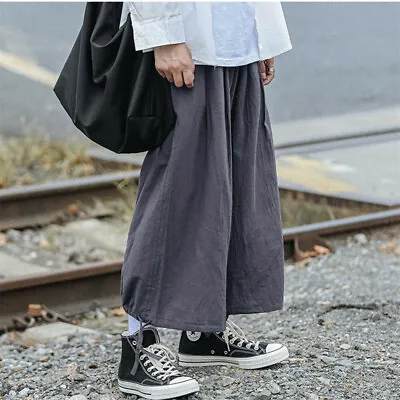 Men's Elastic Waist Pants Bloomers Loose Casual Baggy Japanese Samurai Trouser  • $35.33