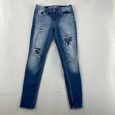 $15.16 • Buy Hydraulic Lola Jeans Juniors Size 11 Blue Skinny Distressed Curvy Ankle Mid Rise