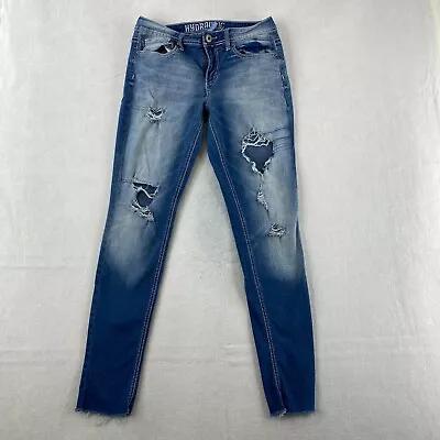 $18.95 • Buy Hydraulic Lola Jeans Juniors Size 11 Blue Skinny Distressed Curvy Ankle Mid Rise